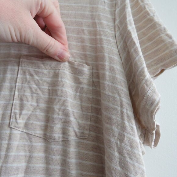 KINDRED BRAVELY Everyday Maternity & Nursing T-Shirt in Oatmeal Stripe - Size 1X - Picture 7 of 15